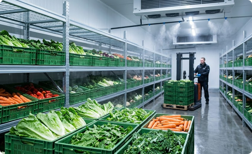Holds humidity high enough to stop produce drying out and losing sellable weight.