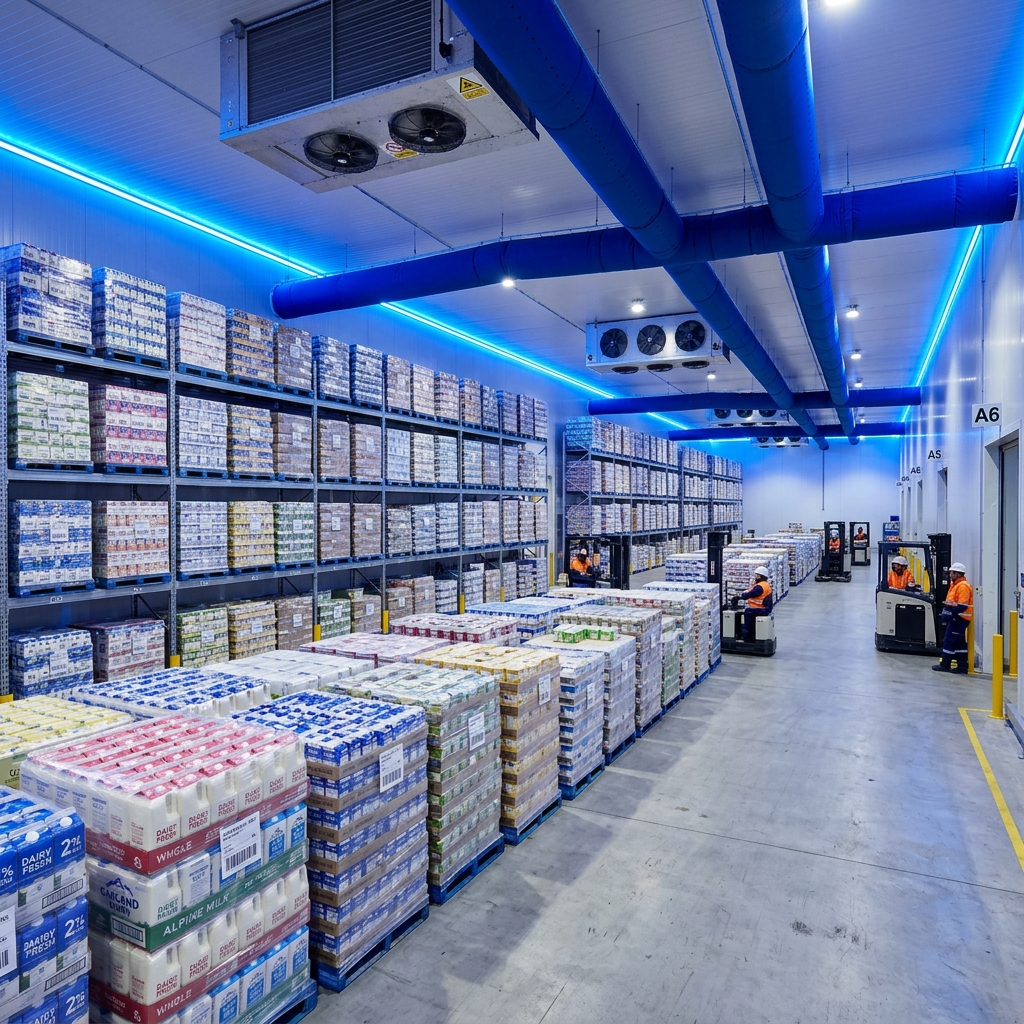 Refrigerated dairy cold storage warehouse
