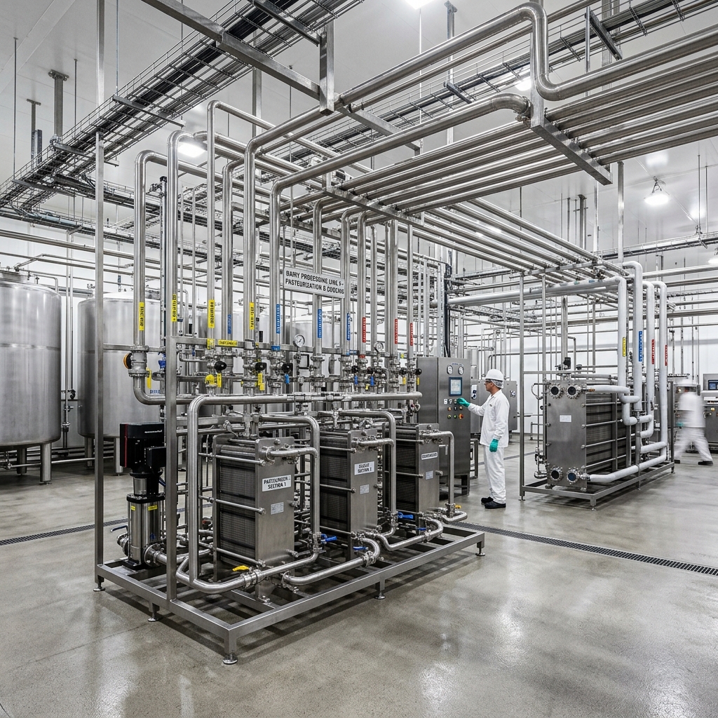 Industrial dairy cooling lines