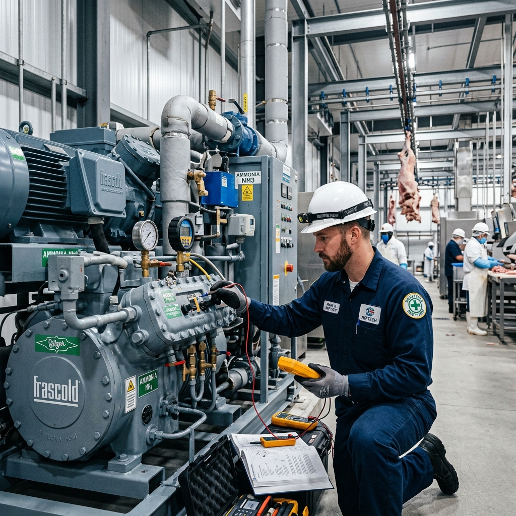 COLDMOOSE technician inspecting refrigeration unit