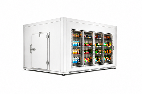 10′ × 10′ × 8′ H Glass Door Walk-In Cooler