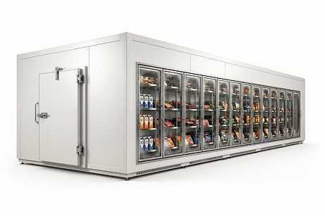 12′ × 14′ × 8′ H Glass Door Walk-In Cooler