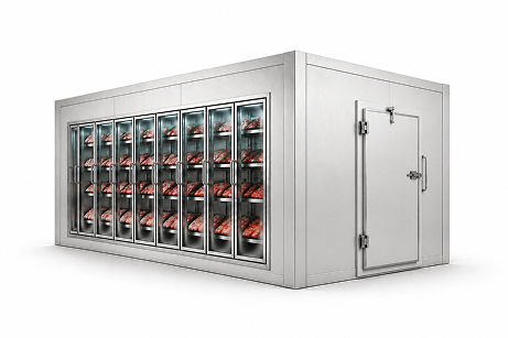 6′ × 12′ × 8′ H Glass Door Walk-In Freezer