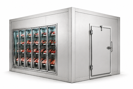 6′ × 8′ × 8′ H Glass Door Walk-In Freezer