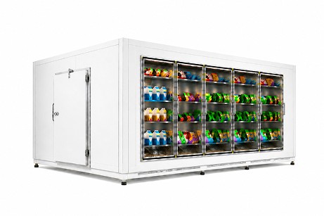 7′ × 10′ × 8′ H Glass Door Walk-In Cooler