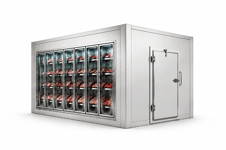 7′ × 10′ × 8′ H Glass Door Walk-In Freezer