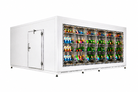 7′ × 12′ × 10′ H Glass Door Walk-In Cooler