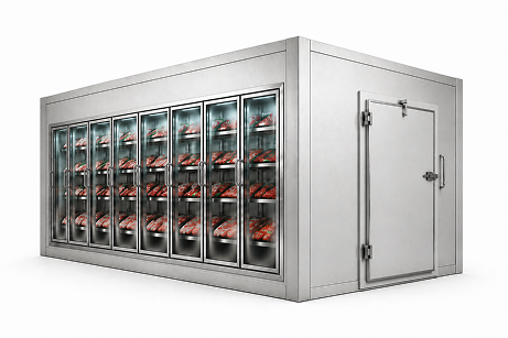 7′ × 12′ × 10′ H Glass Door Walk-In Freezer