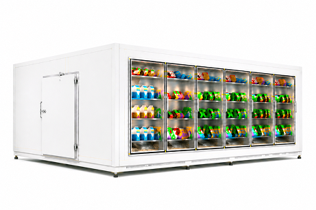 7′ × 12′ × 8′ H Glass Door Walk-In Cooler