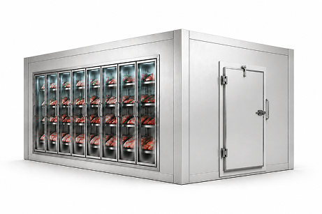 7′ × 12′ × 8′ H Glass Door Walk-In Freezer