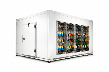 8′ × 12′ × 8′ H Glass Door Walk-In Cooler