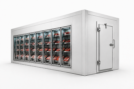 8′ × 14′ × 8′ H Glass Door Walk-In Freezer