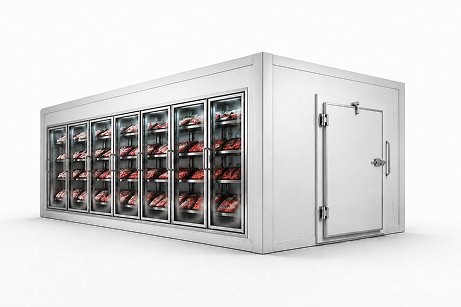 8′ × 15′ × 8′-2″ H Glass Door Walk-In Freezer