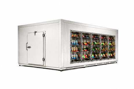 8′ × 18′ × 8′-2″ H Glass Door Walk-In Cooler