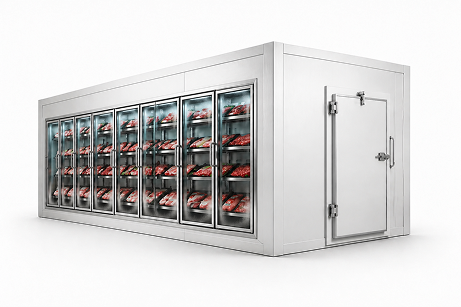 8′ × 18′ × 8′-2″ H Glass Door Walk-In Freezer
