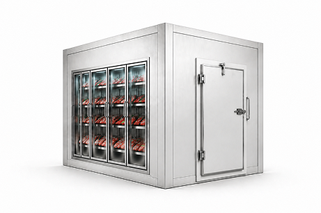 8′ × 6′ × 8′-2″ H Glass Door Walk-In Freezer