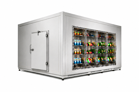 8′ × 8′ × 10′ H Glass Door Walk-In Cooler