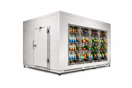 8′ × 8′ × 8′-2″ H Glass Door Walk-In Cooler