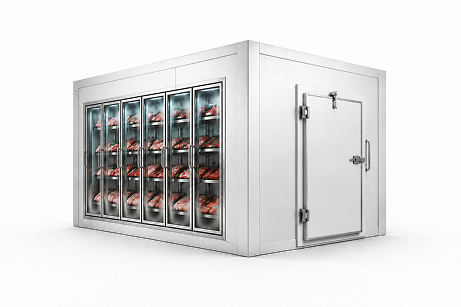 8′ × 8′ × 8′-2″ H Glass Door Walk-In Freezer