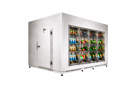 8′ × 8′ × 8′ H Glass Door Walk-In Cooler