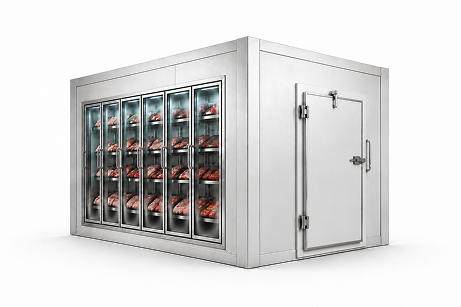 8′ × 8′ × 8′ H Glass Door Walk-In Freezer